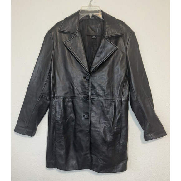 kathy ireland Jackets & Blazers - Vintage 90's Soft Leather Jacket Womens 3 Button Mid-Length Small Kathy Ireland‎